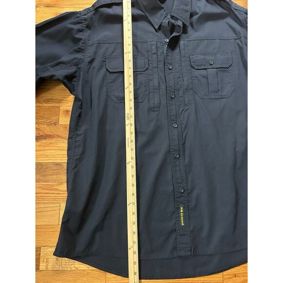 HQ Issue Black Zip-Up Tactical Utility Mens Short Sleeve Shirt XL - Picture 8 of 9